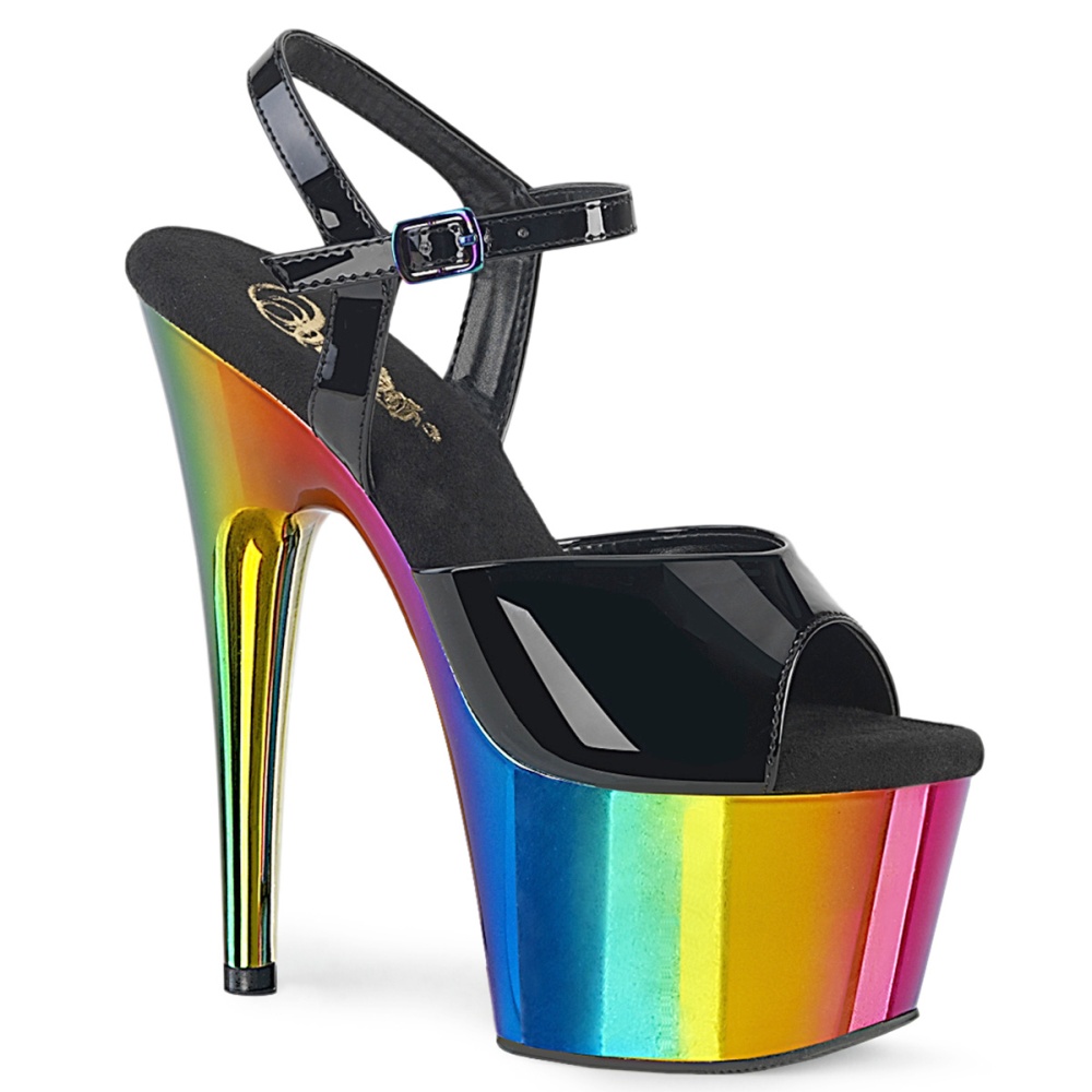 Pleaser - ADORE-709RC Sandale à bride à la cheville, Pole dance chaussures - Chaussures de pole dance - Multicolore/Noir